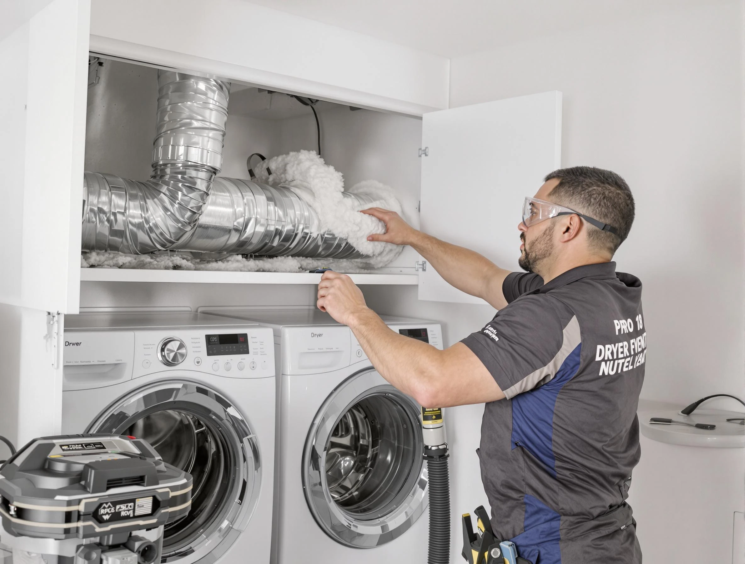 Milton Dryer Vent Cleaning certified technician performing specialized gas dryer vent cleaning in Milton